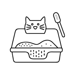 cat litter box icon, cat litter box line art - simple line art of cat litter box, perfect for cat litter box logos and icons