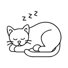 cat napping icon, cat napping line art - simple line art of cat napping, perfect for cat napping logos and icons