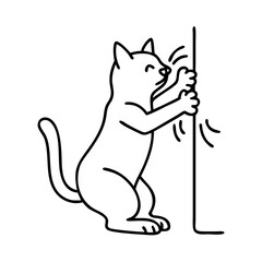 cat scratching wall icon, cat scratching wall line art - simple line art of cat scratching wall, perfect for cat scratching wall logos and icons