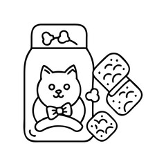 cat treats icon, cat treats line art - simple line art of cat treats, perfect for cat treats logos and icons