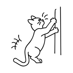 cat scratching wall icon, cat scratching wall line art - simple line art of cat scratching wall, perfect for cat scratching wall logos and icons