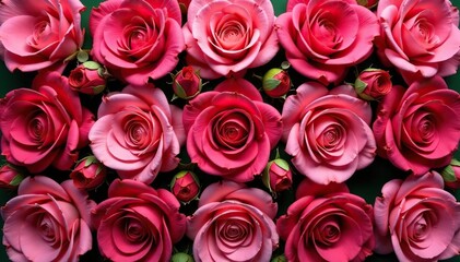 Obraz premium Bold rose blooms arranged in a repeating square grid , elegant, flower