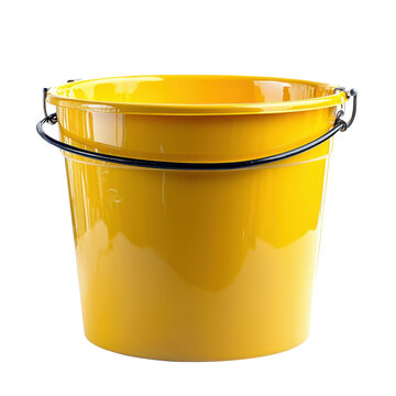 Yellow bucket isolated on white background