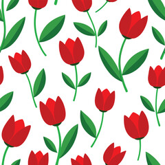 seamless pattern with red tulips