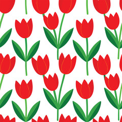 Obraz premium red tulips seamless pattern