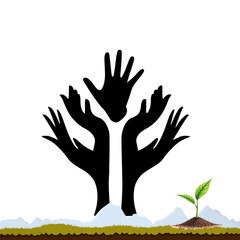 Obraz premium hands and tree