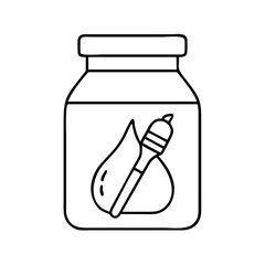 paintbrush in jar icon, paintbrush in jar line art - simple line art of paintbrush in jar, perfect for paintbrush in jar logos and icons