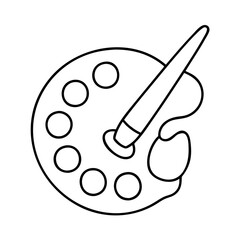 paintbrush resting on palette icon, paintbrush resting on palette line art - simple line art of paintbrush resting on palette, perfect for paintbrush resting on palette logos and icons
