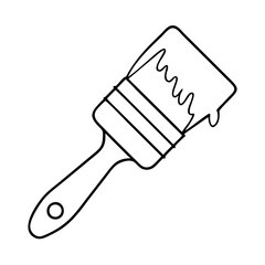 paintbrush with metallic paint icon, paintbrush with metallic paint line art - simple line art of paintbrush with metallic paint, perfect for paintbrush with metallic paint logos and icons