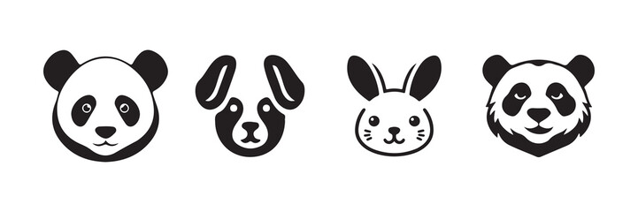 Black bunny, panda silhouette icon. Panda face icon. Vector illustration eps 10