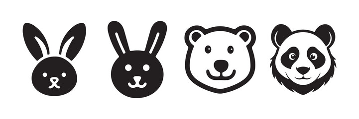 Black bunny, panda silhouette icon. Panda face icon. Vector illustration eps 10