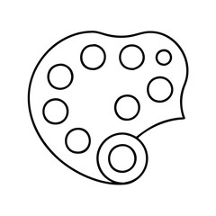 paint mixing palette icon, paint mixing palette line art - simple line art of paint mixing palette, perfect for paint mixing palette logos and icons