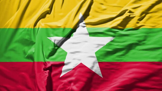 burma waving flag &ndash; realistic cloth animation