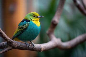 Vibrant Tropical Bird Perched on Branch