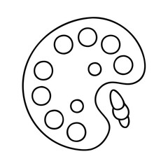 palette with paint colors icon, palette with paint colors line art - simple line art of palette with paint colors, perfect for palette with paint colors logos and icons