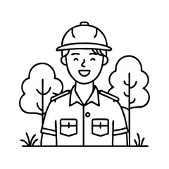park employee with uniform icon, park employee with uniform line art - simple line art of park employee with uniform, perfect for park employee with uniform logos and icons