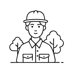 park employee with uniform icon, park employee with uniform line art - simple line art of park employee with uniform, perfect for park employee with uniform logos and icons