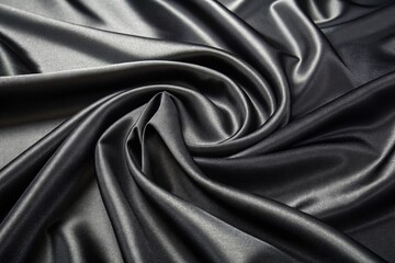 Obraz premium Black Satin Fabric with Elegant Folds