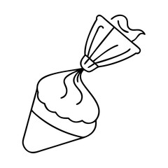 pastry bag with frosting icon, pastry bag with frosting line art - simple line art of pastry bag with frosting, perfect for pastry bag with frosting logos and icons