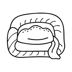 pet bed with blanket icon, pet bed with blanket line art - simple line art of pet bed with blanket, perfect for pet bed with blanket logos and icons