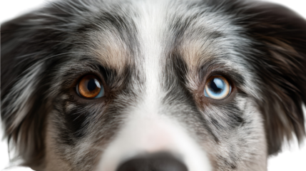 Mesmerizing Gaze of a Border Collie: An intimate close-up reveals the stunning gaze of a Border Collie, its heterochromatic eyes capturing a captivating blend of warmth and depth.