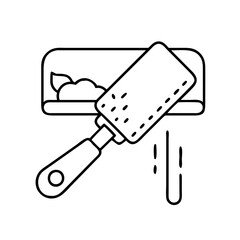 pet hair lint roller icon, pet hair lint roller line art - simple line art of pet hair lint roller, perfect for pet hair lint roller logos and icons