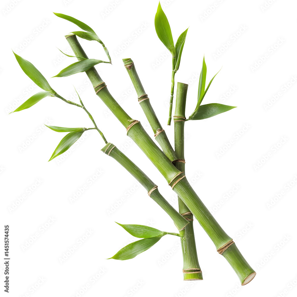 Poster fresh bamboo sprouts sliced and isolated on a transparent background for culinary presentation, bamb