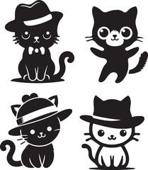 set of funny cartoon cats