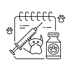 pet vaccination reminder icon, pet vaccination reminder line art - simple line art of pet vaccination reminder, perfect for pet vaccination reminder logos and icons