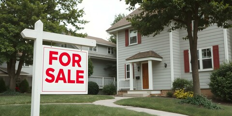 Fototapeta premium Real Estate Opportunity: A charming residential house stands invitingly, with a 