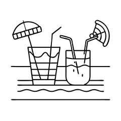 poolside drink icon, poolside drink line art - simple line art of poolside drink, perfect for poolside drink logos and icons