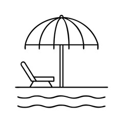 poolside umbrella icon, poolside umbrella line art - simple line art of poolside umbrella, perfect for poolside umbrella logos and icons