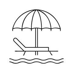 poolside umbrella icon, poolside umbrella line art - simple line art of poolside umbrella, perfect for poolside umbrella logos and icons