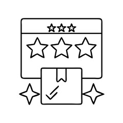 product review stars icon, product review stars line art - simple line art of product review stars, perfect for product review stars logos and icons