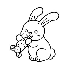 rabbit chewing toy icon, rabbit chewing toy line art - simple line art of rabbit chewing toy, perfect for rabbit chewing toy logos and icons