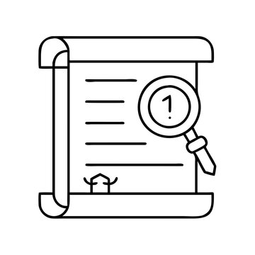 scroll document with magnifying glass clip art preview