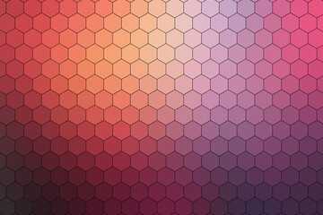 Kolorowe tło z siatką heksagonów w odcieniach różu, pomarańczu i fioletu, abstrakcyjny wzór geometryczny na tapetę lub projekt graficzny. © Henryk Guziak