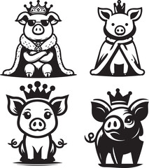 set of cartoon pig