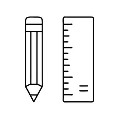 ruler and pencil icon, ruler and pencil line art - simple line art of ruler and pencil, perfect for ruler and pencil logos and icons