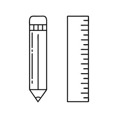 ruler and pencil icon, ruler and pencil line art - simple line art of ruler and pencil, perfect for ruler and pencil logos and icons
