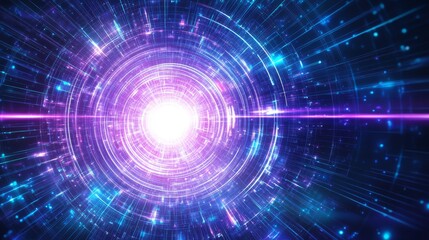 Fototapeta premium Futuristic abstract background with blue and purple gradient circle lines, perfect for digital design, business banner, tech presentation, website layout, modern UI, and creative visual projects