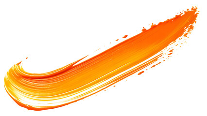 orange paint color brush stroke isolated on white background PNG
