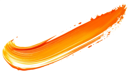 orange paint color brush stroke isolated on white background PNG
