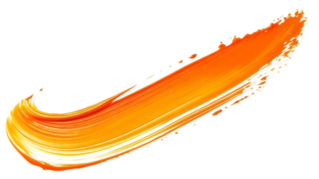 orange paint color brush stroke isolated on white background PNG