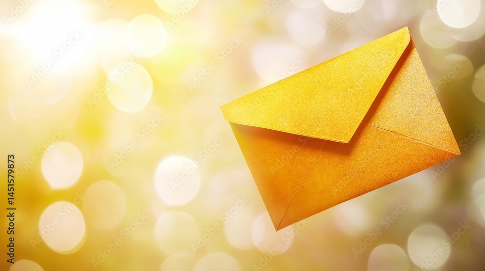 Poster defocused abstract background with glowing envelope symbol representing digital email communication,