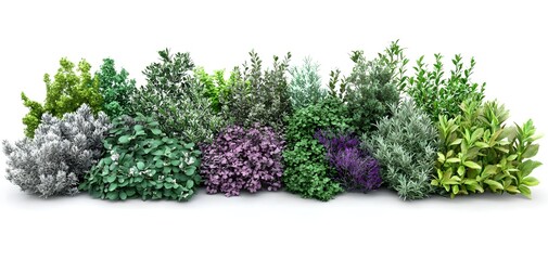 Lush Mixed Shrub Border, Garden Plants, Green and Purple Foliage
