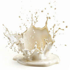 Cream explosion close-up, isolated, on white background. Illustration for advertising cooking, desserts with cream, recipe book.