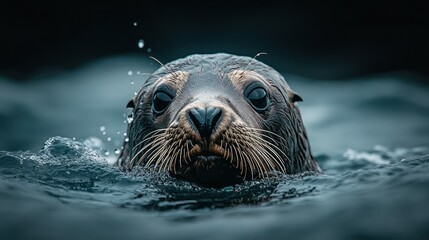 Fototapeta premium Close-up of a seal emerging from the water
