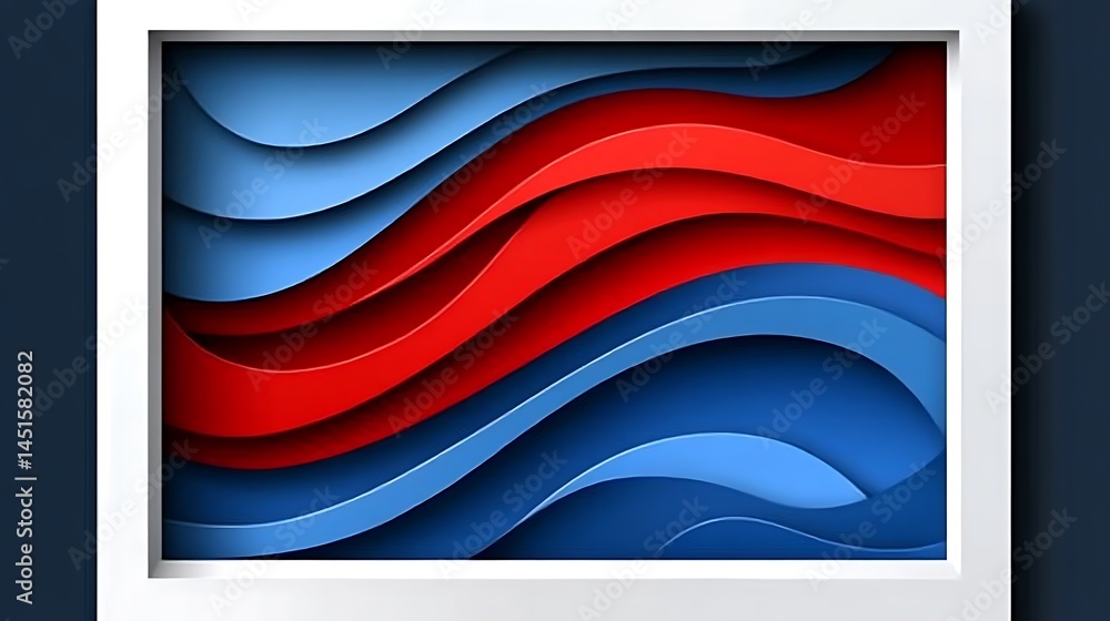 Poster dynamic wave artwork in modern frame creating a vivid color contrast