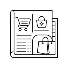 shopping catalog icon, shopping catalog line art - simple line art of shopping catalog, perfect for shopping catalog logos and icons